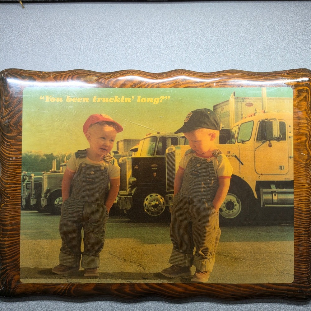 Vintage OshKosh B'Gosh Trucking‎ Wall Plaque Large Wood Decoupage Art